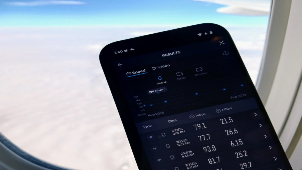 تست سرعت استارلینک aviation میانگین سرعت 110 مگابیت بر ثانیه را نشان می دهد